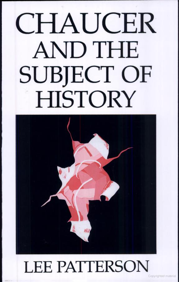 Chaucer and the Subject of History