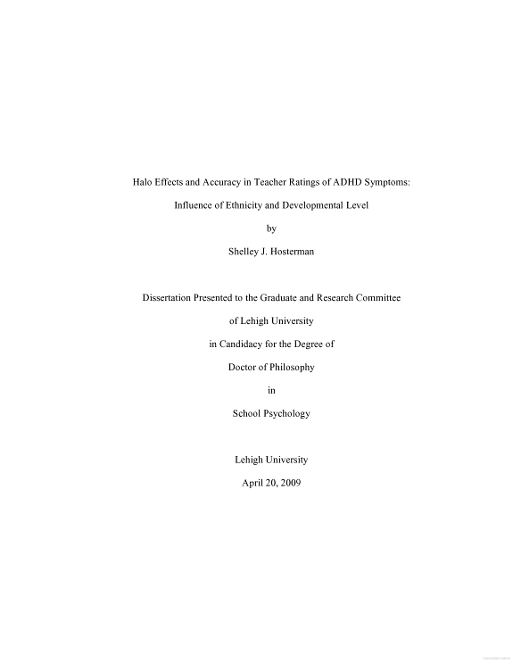 Halo Effects and Accuracy in Teacher Ratings of ADHD Symptoms: Influence of Ethnicity and Developmental Level