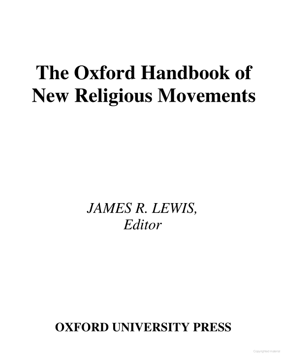 The Oxford Handbook of New Religious Movements