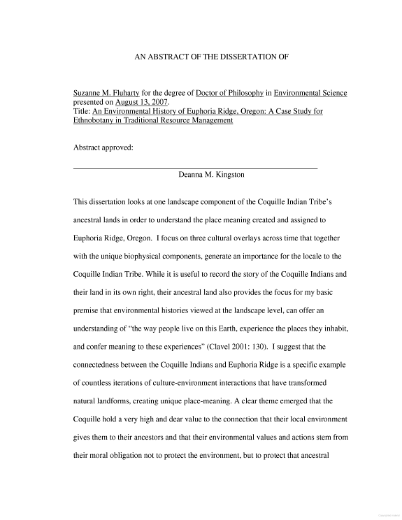 An Environmental History of Euphoria Ridge, Oregon: A Case Study for Ethnobotany in Traditional Resource Management