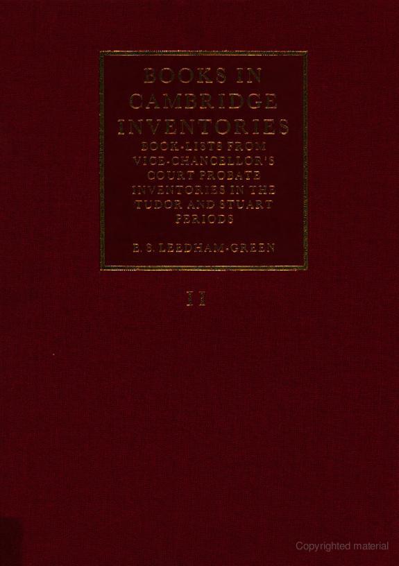 Books in Cambridge Inventories: Volume 2, Catalogue