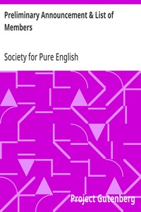 Preliminary Announcement & List of Members
Society for Pure English, Tract 01 (1919)