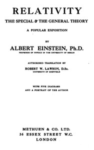 Relativity: The Special & the General Theory
A Popular Exposition, 3rd ed.