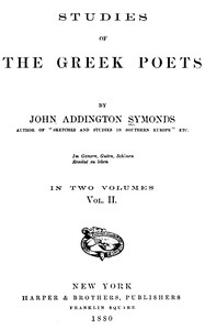 Studies of the Greek Poets (Vol 1 of 2)