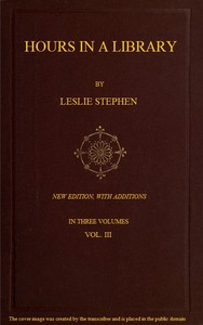 Hours in a Library, Volume 3
New Edition, with Additions