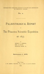 Palæontological Report of the Princeton Scientific Expedition of 1877