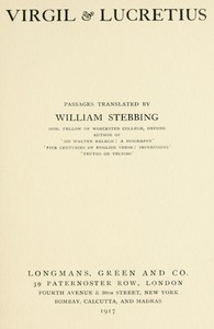 Virgil & Lucretius
Passages translated by William Stebbing