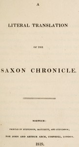 A literal translation of the Saxon chronicle