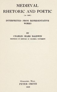 Medieval rhetoric and poetic to 1400