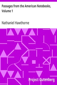 Passages from the American Notebooks, Volume 1